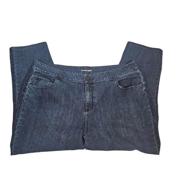 Lane Bryant Dark Wash Rhinestone Embellished Stretch‎ Denim Jeans Size 24 K70 - Picture 2 of 14